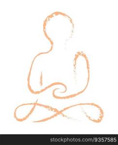 Abstract human sitting in lotus position brochure element design. Vector illustration with empty copy space for text. Editable shapes for poster decoration. Creative and customizable frame. Abstract human sitting in lotus position brochure element design