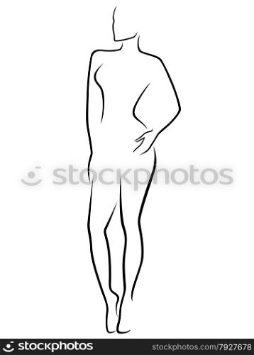 Abstract human slim body laconic vector outline. Abstract slim human body