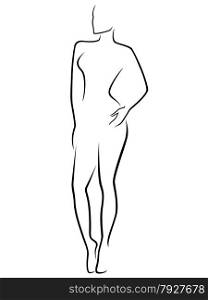 Abstract human slim body laconic vector outline. Abstract slim human body