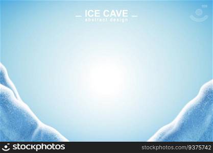 Abstract ice cave background with copy space in 3d illustration. Abstract ice cave background