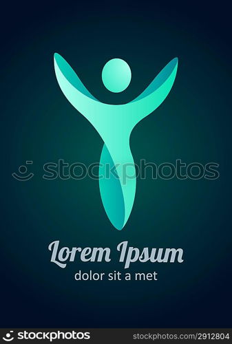 Abstract Icon. Man logo template. Levitating, meditation activity. Human abstract. Vector. Editable.