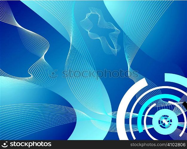 Abstract illustration background with flowing wavy lines showing digital information