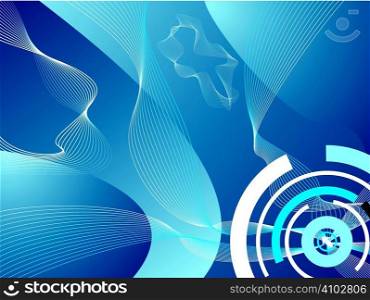 Abstract illustration background with flowing wavy lines showing digital information