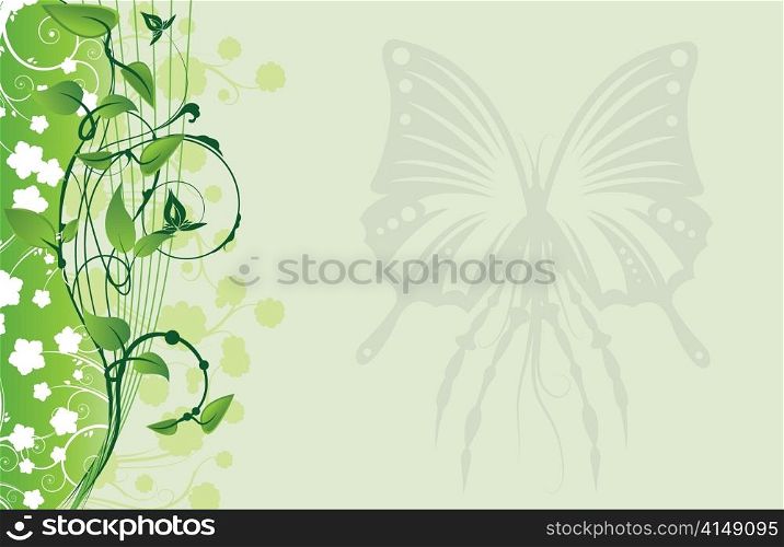 abstract illustration of a background with floral and butterfly