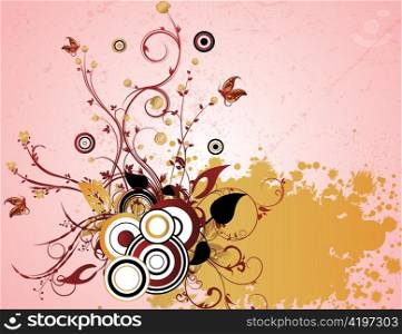 abstract illustration of a background with floral and grunge