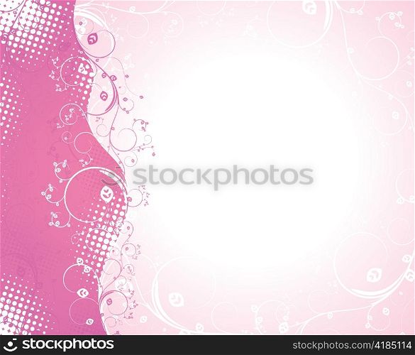 abstract illustration of a background with floral and halftone