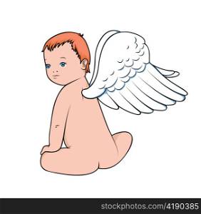 abstract illustration of a child angel with wings