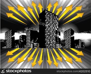 abstract illustration of a city with grunge