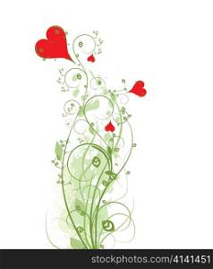 abstract illustration of a floral background with hearts