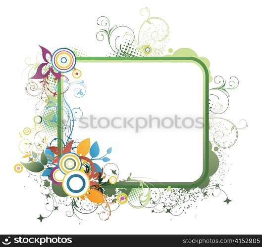 abstract illustration of a floral frame with grunge