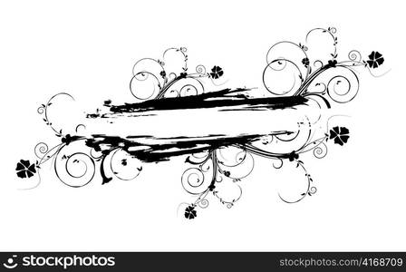 abstract illustration of a floral frame with grunge