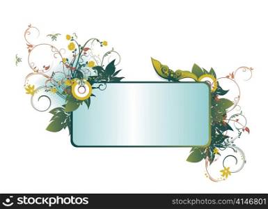 abstract illustration of a floral frame with halftone