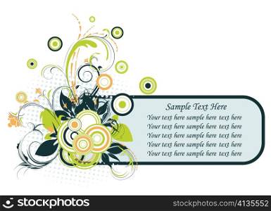 abstract illustration of a frame with floral and halftone