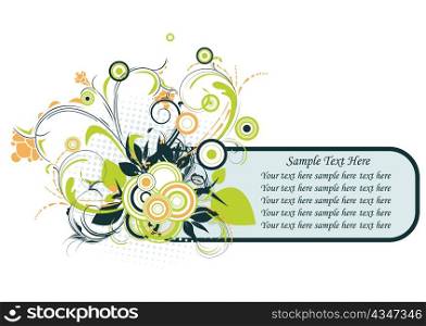 abstract illustration of a frame with floral and halftone