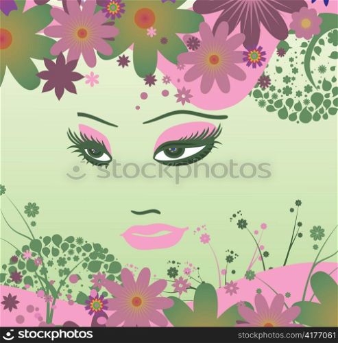 abstract illustration of a lady with floral