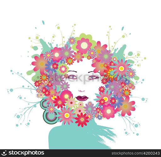 abstract illustration of a lady with floral