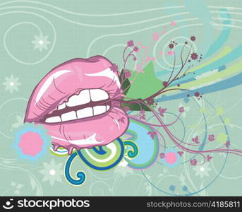 abstract illustration of a mouth with floral