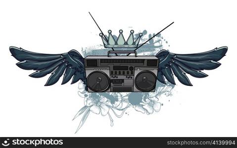 abstract illustration of a retro cassette player