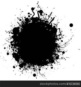 Abstract illustration of an ink splat in black and white