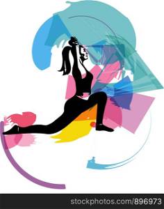 Abstract illustration of Beautiful sporty fit yogini woman practices yoga