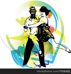 Abstract illustration of Latino Dancing couple