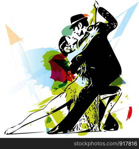 Abstract illustration of Latino Dancing couple