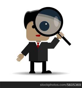 Abstract illustration of man with a magnifying glass