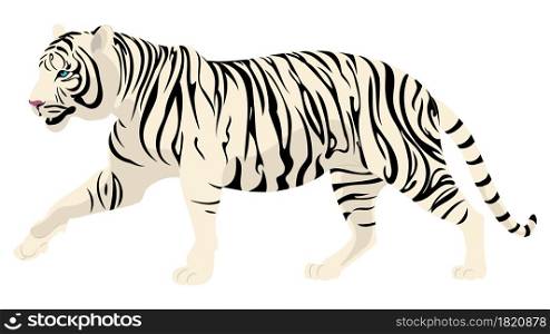 Abstract illustration of walking white tiger design