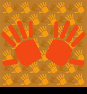 Abstract illustration showing hands over a background with smaller hands