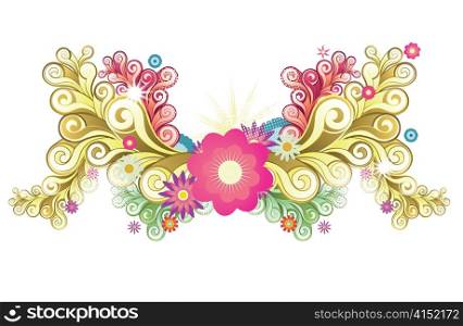 abstract illustration with beautiful floral and halftone