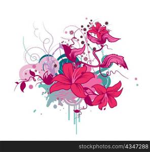 abstract illustration with floral and lots and leaves