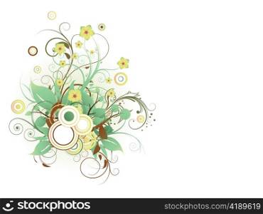 abstract illustration with floral and lots of circles