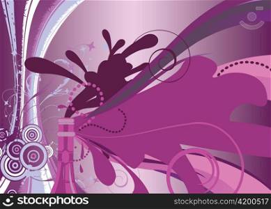 abstract illustration with floral bottle and splash