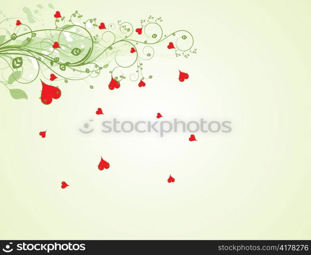 abstract illustration with floral, grunge and hearts