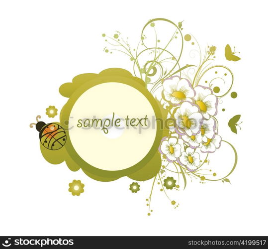 abstract illustration with floral, grunge and insects