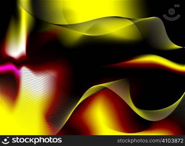 Abstract illustration with flowing lines in mellow reds and yellows
