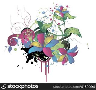 abstract illustration with grunge and beautiful floral