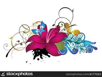 abstract illustration with grunge and beautiful floral