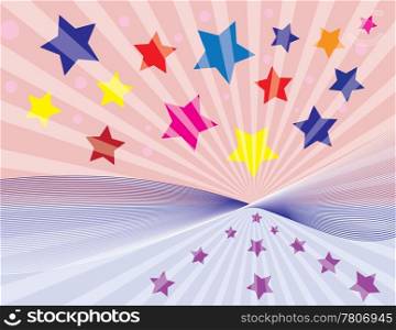 abstract illustration with ways, rays and spreading stars