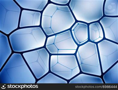 Abstract image blue square twisted and white mesh