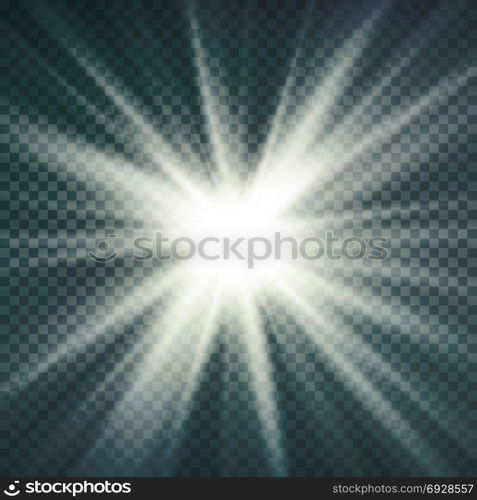 Abstract Image Of Lighting Flare.. Light Beam Rays Vector. Light Effect Vector. Rays Burst Light.Isolated On Transparent Background. Vector