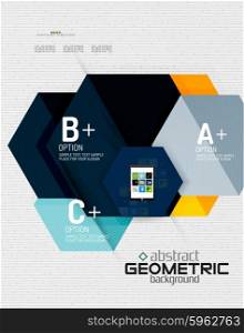 Abstract info banner with options, geometric paper style. Vector illustration