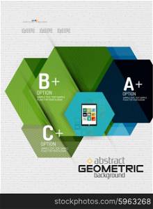 Abstract info banner with options, geometric paper style. Vector illustration