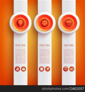 Abstract infographic concept with business icons gray vertical rectangles and red round buttons vector illustration. Abstract Infographic Concept