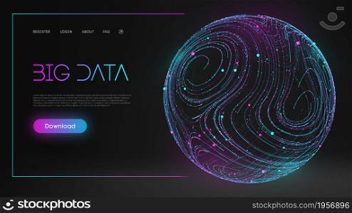 Abstract infographic on dust blue backdrop. Security technology digital wave background concept. Data science concept. Bigdata abstract vector background.. Colorful data. Blue futuristic background. Abstract sphere energy field. Blue sphere shield on dark background EPS 10.