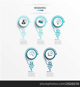 Abstract infographic with light bulb. Infographics for business presentations or information banner 5 options.
