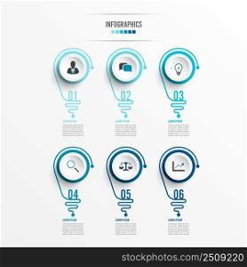 Abstract infographic with light bulb. Infographics for business presentations or information banner 6 options.