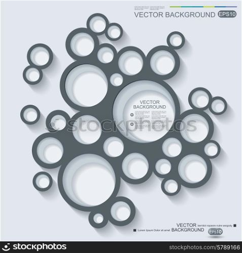 Abstract infographics design with circles and shadow on grey background.