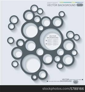 Abstract infographics design with circles and shadow on grey background.