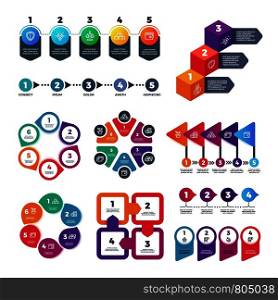 Abstract infographics number options template. Info chart, workflow marketing diagram with steps vector set. Infographic data web, information diagram and chart plan illustration. Abstract infographics number options template. Info chart, workflow marketing diagram with steps vector set